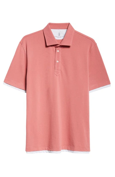 Brunello Cucinelli Men's Cotton Pique Polo Shirt In C9713 Rose