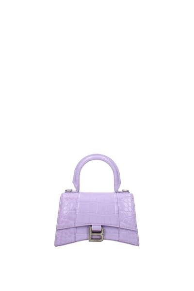 Balenciaga Purple Hourglass Mini Leather Handbag
