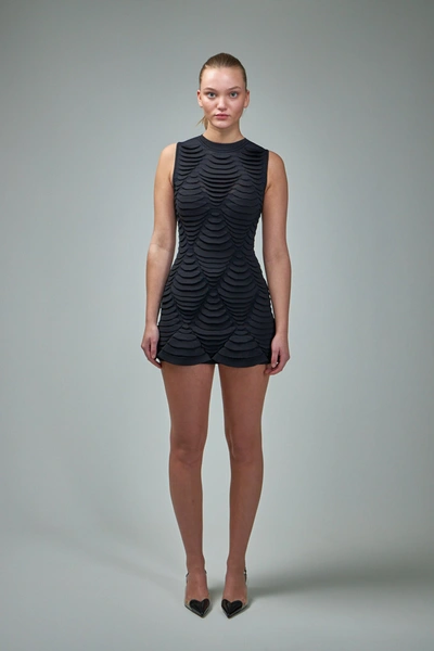 Alaïa 3-d Python Diamond Motif Dress In Noir Alaia