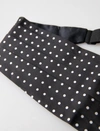 Dolce & Gabbana Black Silk Polka Waist Tuxedo Belt Cummerbund In Black And White
