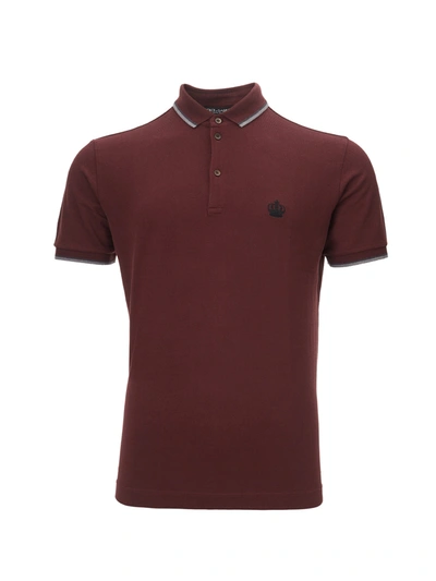 Dolce & Gabbana Bordeaux Cotton Polo Shirt With Crown Men's Embroidery