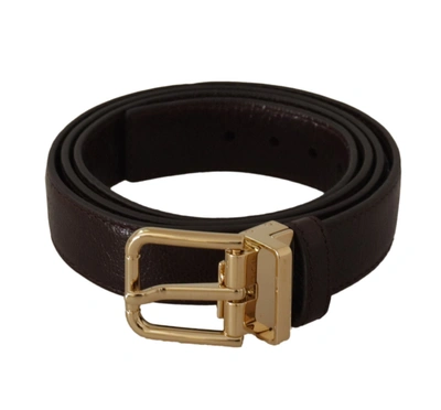 Dolce & Gabbana Brown Leather Gold Metal Buckle Belt