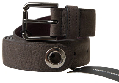 Dolce & Gabbana Brown Leather Metal Buckle Men Cintura Belt