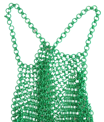 Dolce & Gabbana Green Aluminum Sleeveless Halter Cropped Tank Top