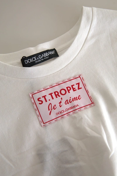 Dolce & Gabbana White Cotton St. Tropez Crew Neck Tank T-shirt