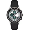 Emporio Armani Black Leather And Steel Chronograph Watch In Black | Silver