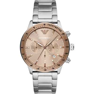 Emporio Armani Bronze And Silver Steel Chronograph Watch