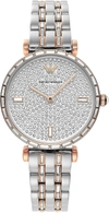 EMPORIO ARMANI EMPORIO ARMANI ELEGANT TWO-TONE CRYSTAL PAVE WOMEN'S WATCH