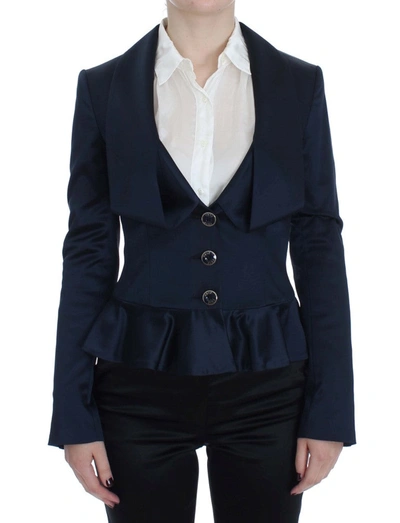 EXTE EXTE ELEGANT BLUE BLAZER JACKET WITH DESIGNER WOMEN'S FLAIR