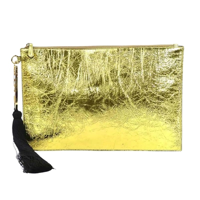 Fendi Pocket Gold Leather Clutch Bag ()