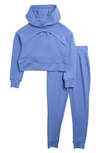 90 Degree By Reflex Kids' Scuba Crop Hoodie & Joggers Set In Persian Jewel