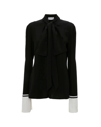 Victoria Beckham Pleated Silk Blouse In Black