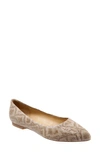 Trotters Estee Woven Flat In Nude Snake Print Leather