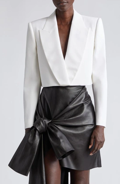 Alexander Mcqueen Wool Crop Jacket In Soft White