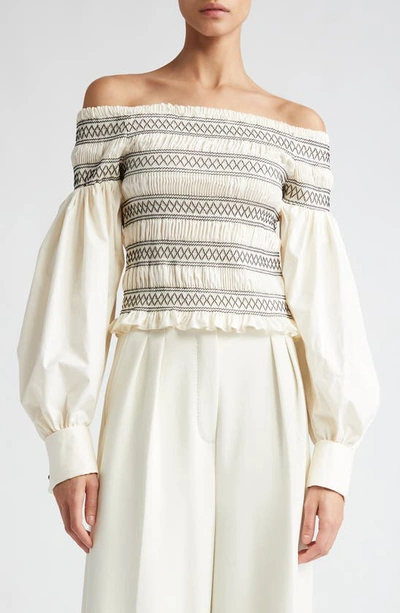 Max Mara Walk Off-shoulders Top In Bianco_avorio