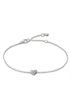 Monica Vinader Sterling Silver Heart Diamond Chain Bracelet Lab Grown Diamond In Sterling Silver