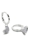 Monica Vinader Sterling Silver Heart Diamond Huggie Earrings Lab Grown Diamond In Sterling Silver