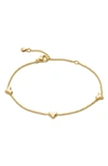 Monica Vinader Gold Heart Station Chain Bracelet In 18k Gold Vermeil