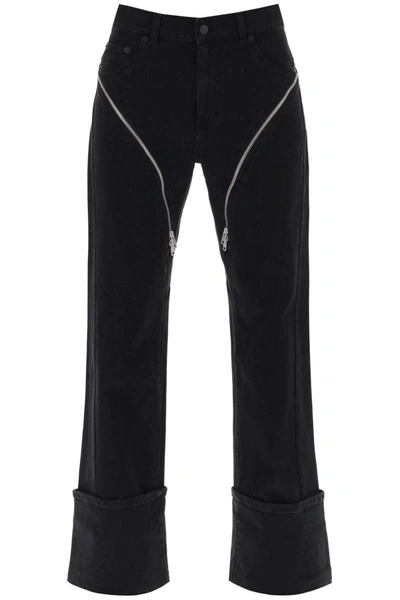 Mugler Straight Jeans With Zippers In 1999 Black