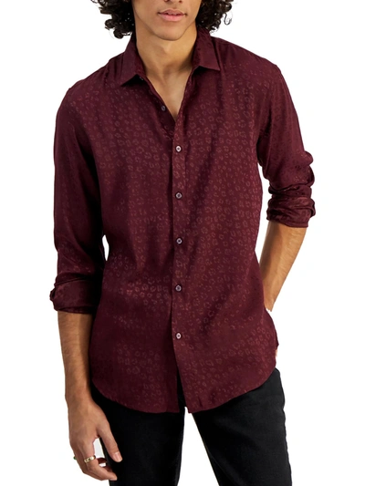 Inc Mens Shimmer Long Sleeves Button-down Shirt In Red