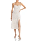 FRENCH CONNECTION CAMILLE WOMENS CREPE FRONT SLIT SLIP DRESS