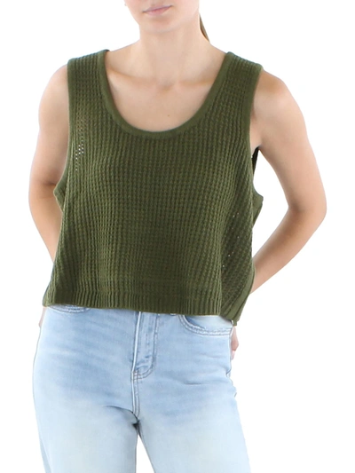 Nina Parker Plus Womens Scoop Neck Cropped Tank Top Sweater In Green