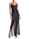 French Connection Womens Satin Mesh Slip Dress In Black