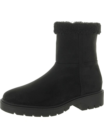 Esprit Ariana Womens Faux Fur Round Toe Ankle Boots In Black