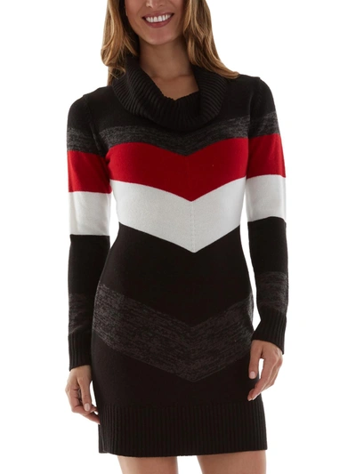 Bcx Juniors Womens Chevron Mini Sweaterdress In Red