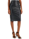 ANNE KLEIN WOMENS FAUX LEATHER PULL ON PENCIL SKIRT