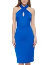 VINCE CAMUTO WOMENS KEYHOLE CROSS FRONT HALTER DRESS