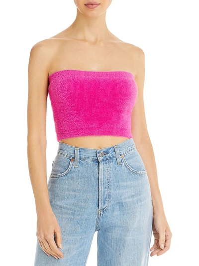 Wayf Womens Tube Top Faux Fur Strapless Top In Pink