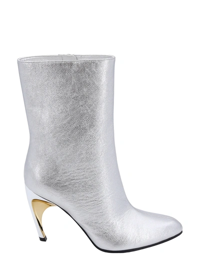 Alexander Mcqueen Armadillo Ankle Boot In Silver/gold