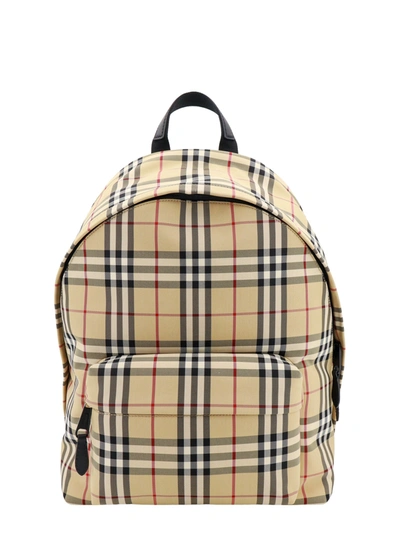 Burberry Check Backpack In Beige