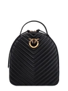 PINKO MATELASSÉ LEATHER BACKPACK WITH LOVE BIRDS