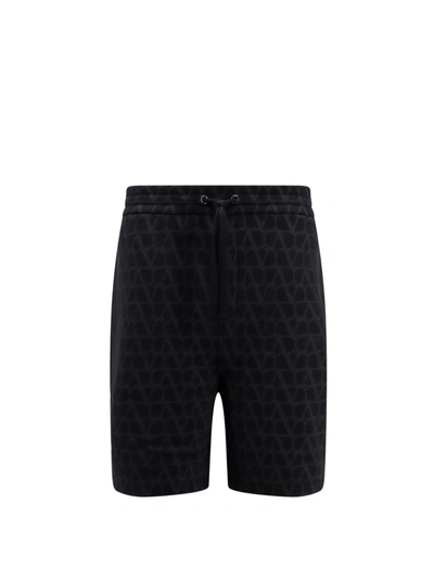 Valentino Toile Iconographe Cotton Bermuda Shorts In Black