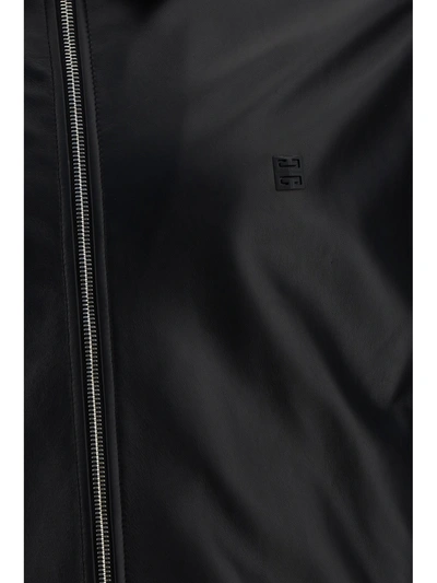 Givenchy Leather Bomber Jacket In Black