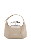 Alexander Mcqueen Sand Leather Mini Jewelled Hobo Handbag