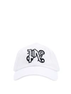 Palm Angels White Baseball Hat With Embroidered Monogram