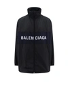 BALENCIAGA RECYCLED NYLON JACKET WITH FRONTAL PRINT