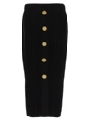 Balmain Black Skirt With Logo Buttons And Zip Closure In Black
