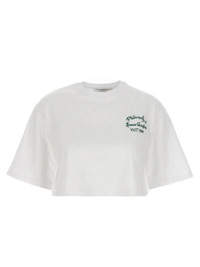 Philosophy Logo Print Cropped T-shirt White