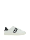 Versace White White Black Greca Embroidered Sneakers