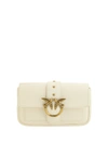 PINKO LEATHER SHOULDER BAG WITH LOVE BIRDS BUCKLE