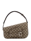 GUCCI GG SUPREME FABRIC SHOULDER BAG WITH ICONIC HORSEBIT