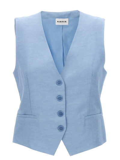 P.A.R.O.S.H SINGLE-BREASTED VEST GILET LIGHT BLUE