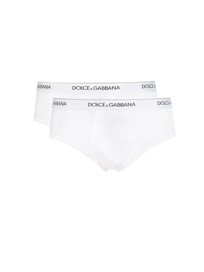 Dolce & Gabbana Brando Briefs In Ribbed Cotton In White