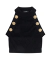 Balmain Cropped Knit Top With Gold Buttons