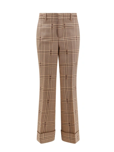 GUCCI MADRAS WOOL TROUSER WITH HORSEBIT