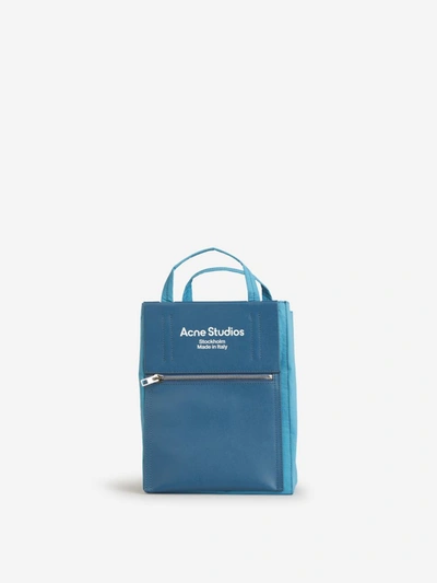 Acne Studios Papery Logo Printed Tote Bag In Denim Blue And Sky Blue